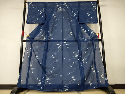 平和屋着物＊夏物　小紋　絽　流水文　鈴　洗える着物　AABJ8087jd