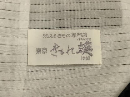 平和屋着物＊夏物　洗える最高級着物　＜英＞はなぶさ謹製　小紋　絽　芝舞蝶文　黒地　洗える着物　AABJ8090jd