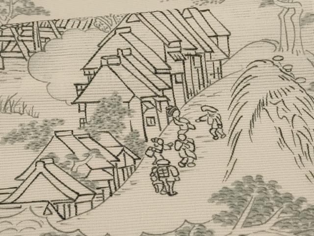 平和屋着物＊夏物　小紋　絽　風景文　洗える着物　AABJ8094jd