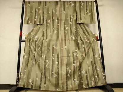 平和屋着物＊夏物　小紋　絽　草花間道　洗える着物　AABJ8095jd