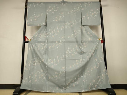 平和屋着物＊夏物　小紋　絽　草花文　洗える着物　AABJ8096jd