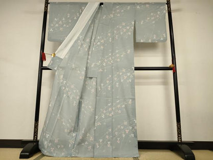 平和屋着物＊夏物　小紋　絽　草花文　洗える着物　AABJ8096jd