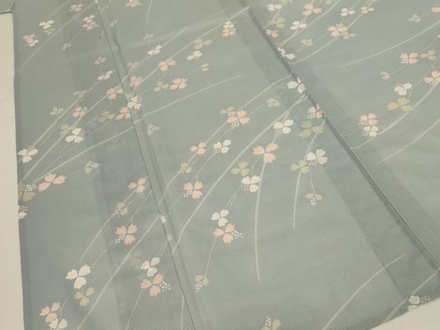 平和屋着物＊夏物　小紋　絽　草花文　洗える着物　AABJ8096jd
