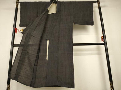 平和屋着物＊夏物　男性　上布　縞　麻　逸品　AABJ8101jd
