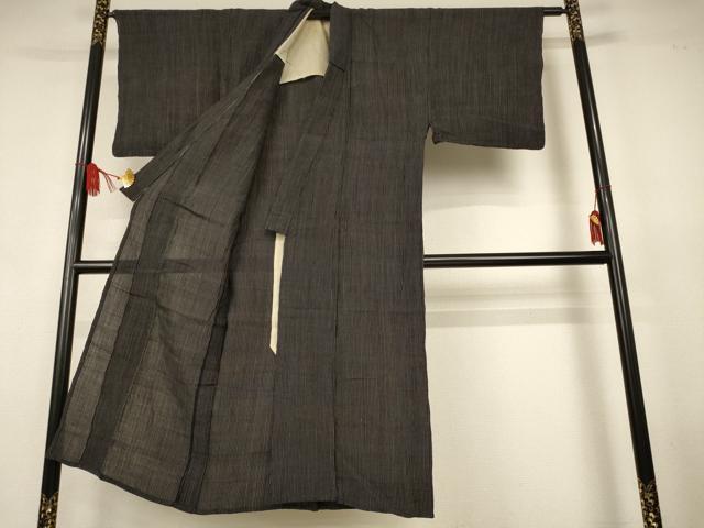 平和屋着物＊夏物　男性　上布　縞　麻　逸品　AABJ8101jd