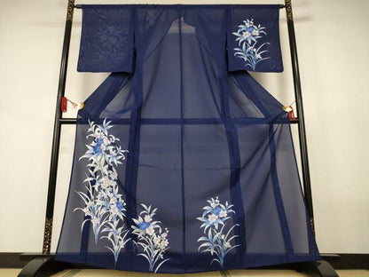 平和屋着物＊夏物　訪問着　絽　草花文　洗える着物　AABJ8102jd