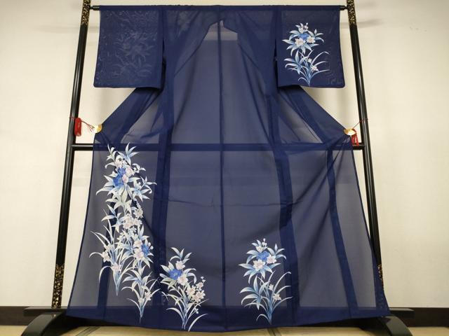 平和屋着物＊夏物　訪問着　絽　草花文　洗える着物　AABJ8102jd