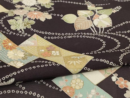 平和屋着物＊夏物　訪問着　絽　駒刺繍　流水短冊花文　金彩　正絹　逸品　AABJ8106jd