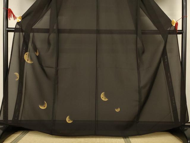 平和屋着物＊夏物　訪問着　絽　月　暈し染め　黒地　正絹　逸品　AABJ8109jd