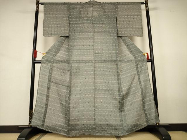 平和屋着物＊夏物　紗紬　亀甲文　正絹　逸品　AABJ8115jd