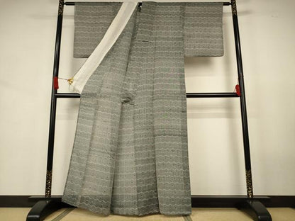 平和屋着物＊夏物　紗紬　亀甲文　正絹　逸品　AABJ8115jd