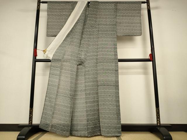 平和屋着物＊夏物　紗紬　亀甲文　正絹　逸品　AABJ8115jd