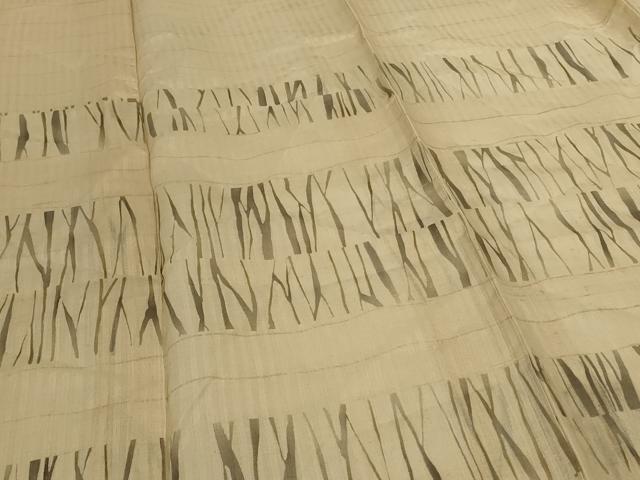 平和屋着物＊夏物　訪問着　紗紬　横段文　正絹　逸品　AABJ8121jd