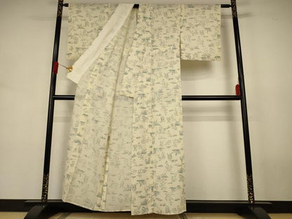平和屋着物＊夏物　小紋　絽　鳥獣戯画　正絹　逸品　AABJ8124jd