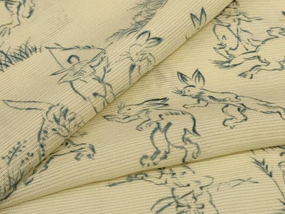 平和屋着物＊夏物　小紋　絽　鳥獣戯画　正絹　逸品　AABJ8124jd