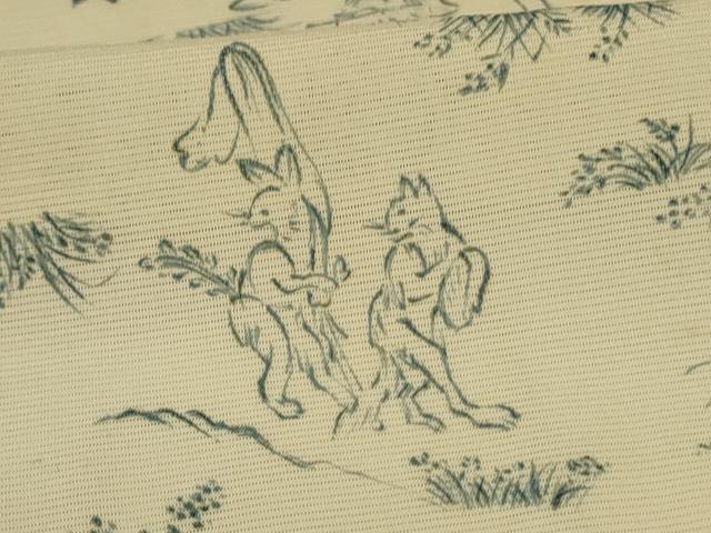 平和屋着物＊夏物　小紋　絽　鳥獣戯画　正絹　逸品　AABJ8124jd