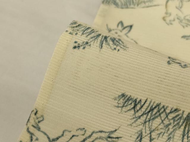 平和屋着物＊夏物　小紋　絽　鳥獣戯画　正絹　逸品　AABJ8124jd