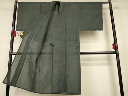 平和屋着物＊夏物　男性　小千谷ちぢみ　色無地　柳煤竹色　麻　逸品　未使用　AABJ8130jd