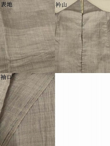 平和屋着物＊夏物　織物の名産　近江ちぢみ　色無地　銀鼠色　麻　逸品　AABJ8132jd
