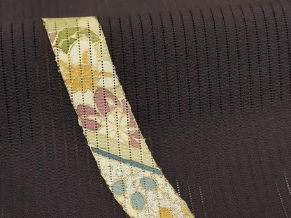 平和屋着物＊夏物　訪問着　縦絽　熨斗花文　金銀彩　正絹　逸品　AABJ8133jd