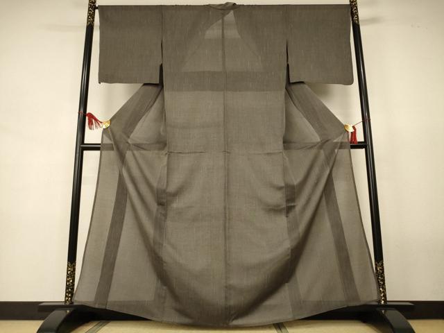 平和屋着物＊夏物　紗紬　縞　正絹　逸品　AABJ8135jd