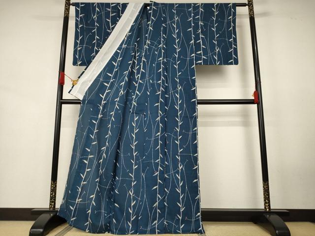 平和屋着物＊夏物　小紋　絽　一珍染　枝葉文　正絹　逸品　AABJ8137jd