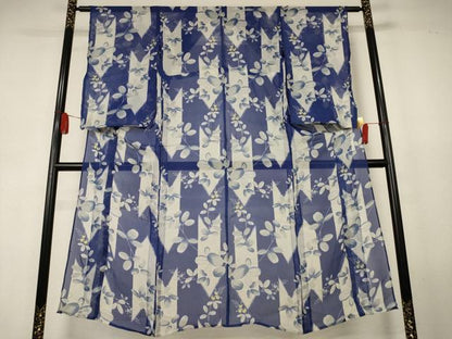 平和屋着物＊夏物　小紋　紗　萩文　正絹　逸品　AABJ8139jd