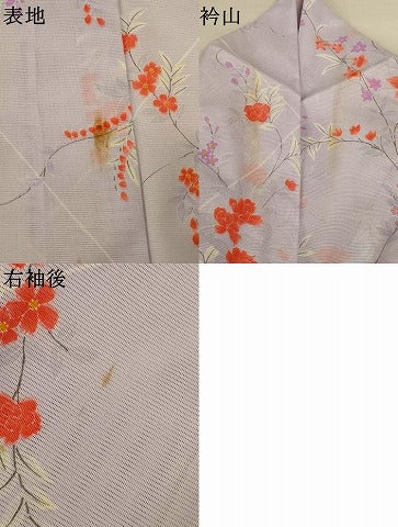 平和屋着物＊夏物　小紋　絽　枝花文　洗える着物　AABJ8145jd