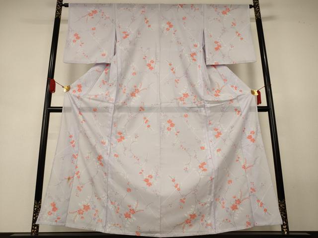 平和屋着物＊夏物　小紋　絽　枝花文　洗える着物　AABJ8145jd