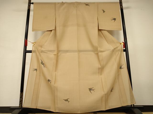 平和屋着物＊夏物　訪問着　紗紬　本場琉球紅型　飛鳥文　正絹　逸品　AABJ8149jd