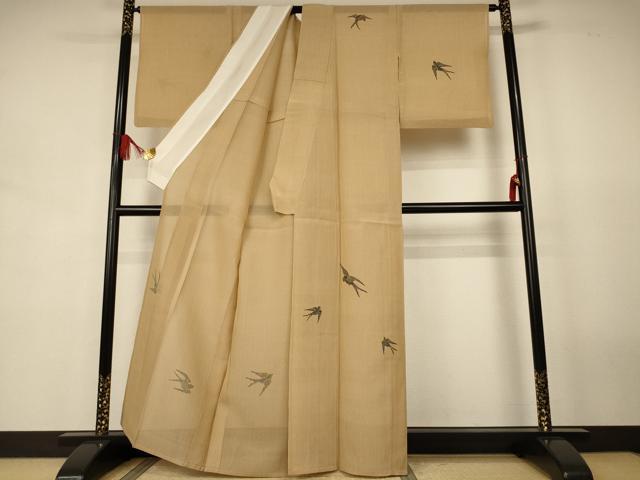 平和屋着物＊夏物　訪問着　紗紬　本場琉球紅型　飛鳥文　正絹　逸品　AABJ8149jd