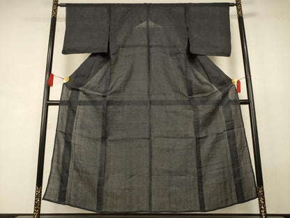 平和屋着物＊夏物　重要無形文化財　本場宮古上布　格子　苧麻　逸品　AABJ8150jd