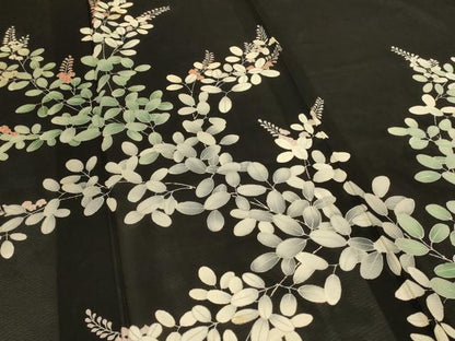 平和屋着物＊夏物　黒留袖　絽　草花文　正絹　逸品　AABJ8153jd