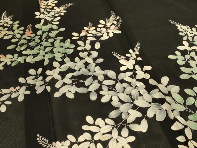 平和屋着物＊夏物　黒留袖　絽　草花文　正絹　逸品　AABJ8153jd