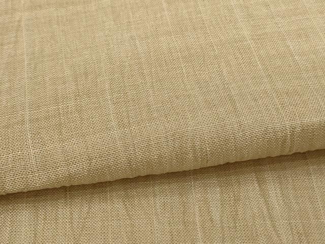 平和屋着物＊夏物　小千谷ちぢみ　色無地　白橡色　麻　逸品　AABJ8157jd
