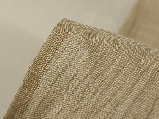 平和屋着物＊夏物　小千谷ちぢみ　色無地　白橡色　麻　逸品　AABJ8157jd
