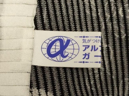 平和屋着物＊夏物　小紋　縦絽　萩　黒地　正絹　逸品　AABJ8159jd