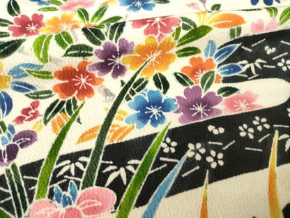 平和屋着物●豪華振袖　友禅　エ霞草花文　高島屋扱い　正絹　逸品　AABJ8162ck