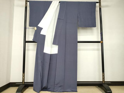 平和屋着物●上質な色無地　作家物　青褐色　正絹　逸品　未使用　AABJ8163ck