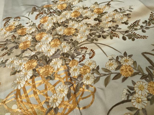 平和屋着物●豪華色留袖　駒刺繍　飾花文　正絹　逸品　未使用　AABJ8164ck