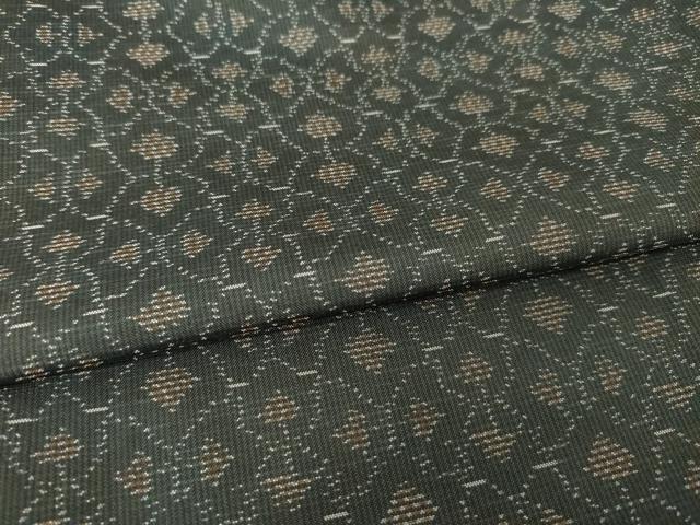 平和屋着物●本場大島紬　幾何学文様　黒地　正絹　逸品　未使用　AABJ8165ck