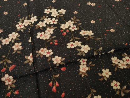 平和屋着物●撫松庵　訪問着　枝垂れ桜　黒地　洗える着物　AABJ8169ck
