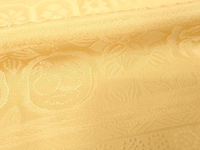 平和屋着物●上質な色無地　吉祥地紋　萱草色　正絹　逸品　AABJ8170ck