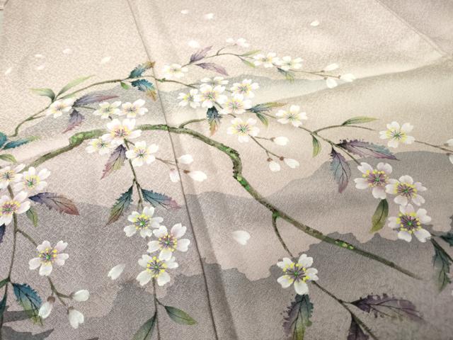 平和屋着物●訪問着　手描き　枝垂れ桜　暈し染め　やまと誂製　正絹　逸品　AABJ8171ck