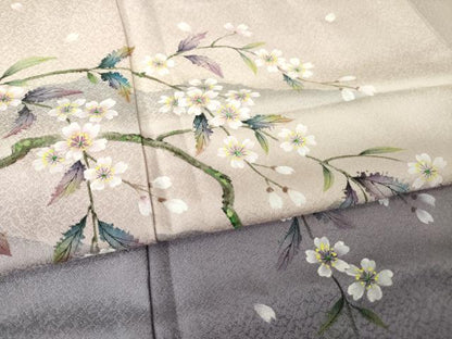 平和屋着物●訪問着　手描き　枝垂れ桜　暈し染め　やまと誂製　正絹　逸品　AABJ8171ck