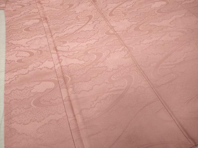 平和屋着物●上質な色無地　流水地紋　紅梅色　正絹　逸品　AABJ8173ck