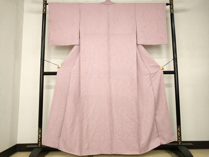 平和屋着物●上質な色無地　辻が花　石竹色　正絹　逸品　AABJ8174ck
