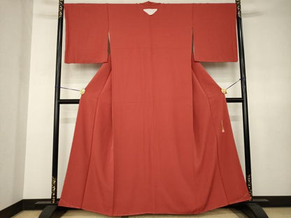 平和屋着物●上質な色無地　作家物　紅海老茶色　正絹　逸品　未使用　AABJ8175ck