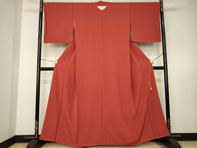平和屋着物●上質な色無地　作家物　紅海老茶色　正絹　逸品　未使用　AABJ8175ck