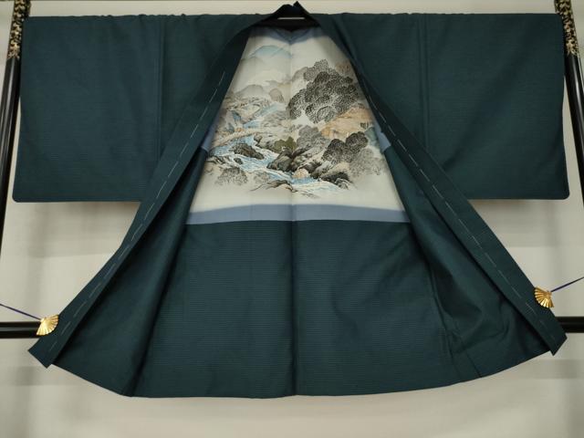 平和屋着物●男性　本場大島紬　アンサンブル　格子　正絹　逸品　AABJ8176ck